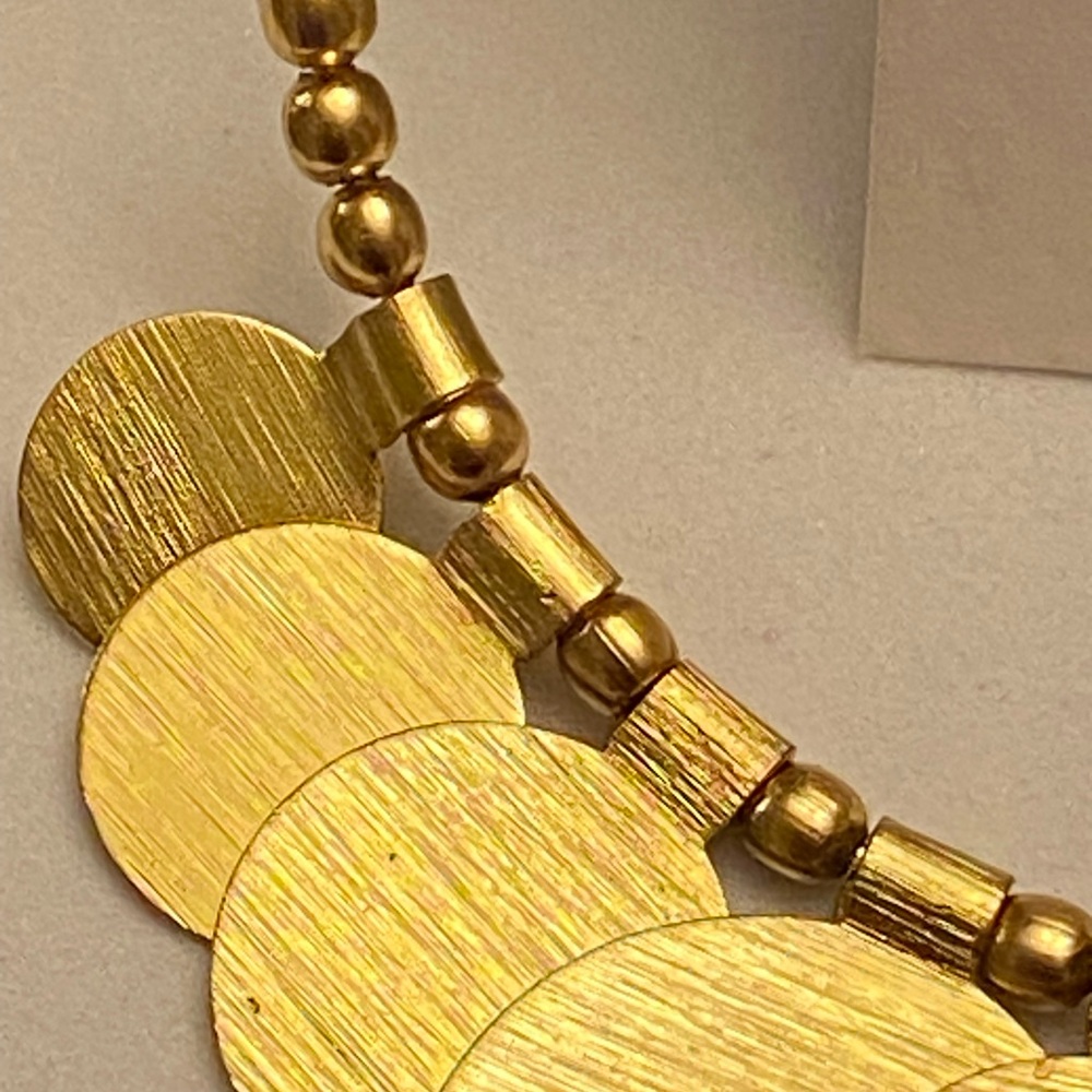 Gold Tone Disc Fringe Hoop Earrings - Picture 5 of 5